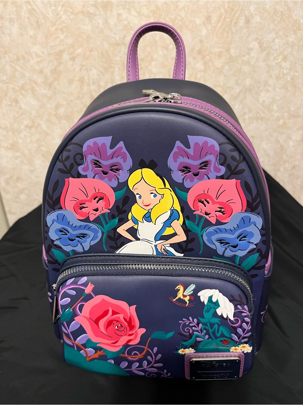 Alice Floral Mini Backpack - Purple Illustrated Tote